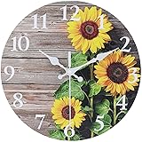 EZXZZ Sunflower Kitchen Decor Round Wall Clock 12