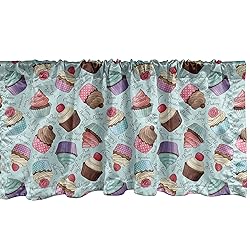 Ambesonne Cupcake Window Valance, Home Bakery Theme