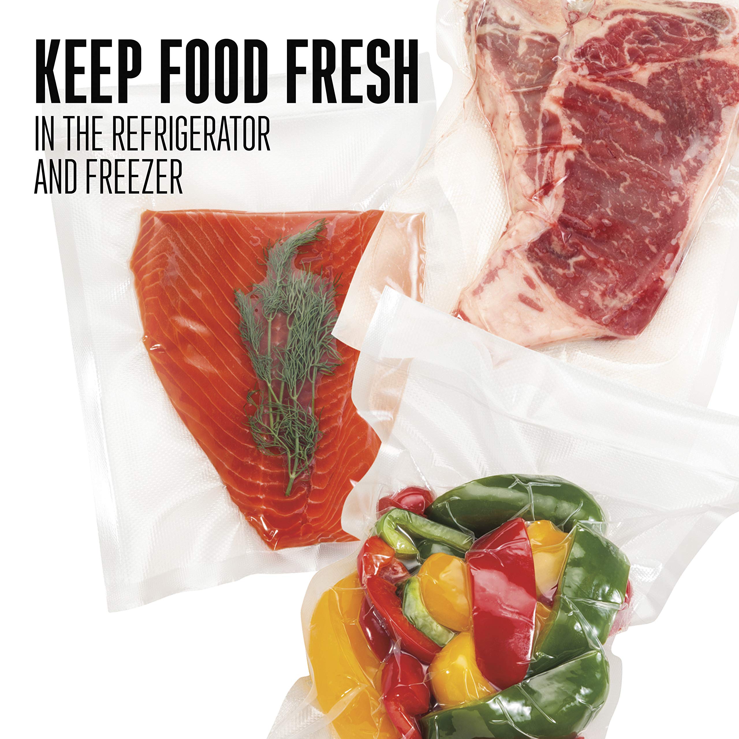Weston Vacuum Sealer Bags for Food, 2 Ply 3mm Thick, for NutriFresh, FoodSaver & Other Heat-Seal Systems, for Meal Prep and Sous Vide, BPA Free, 8