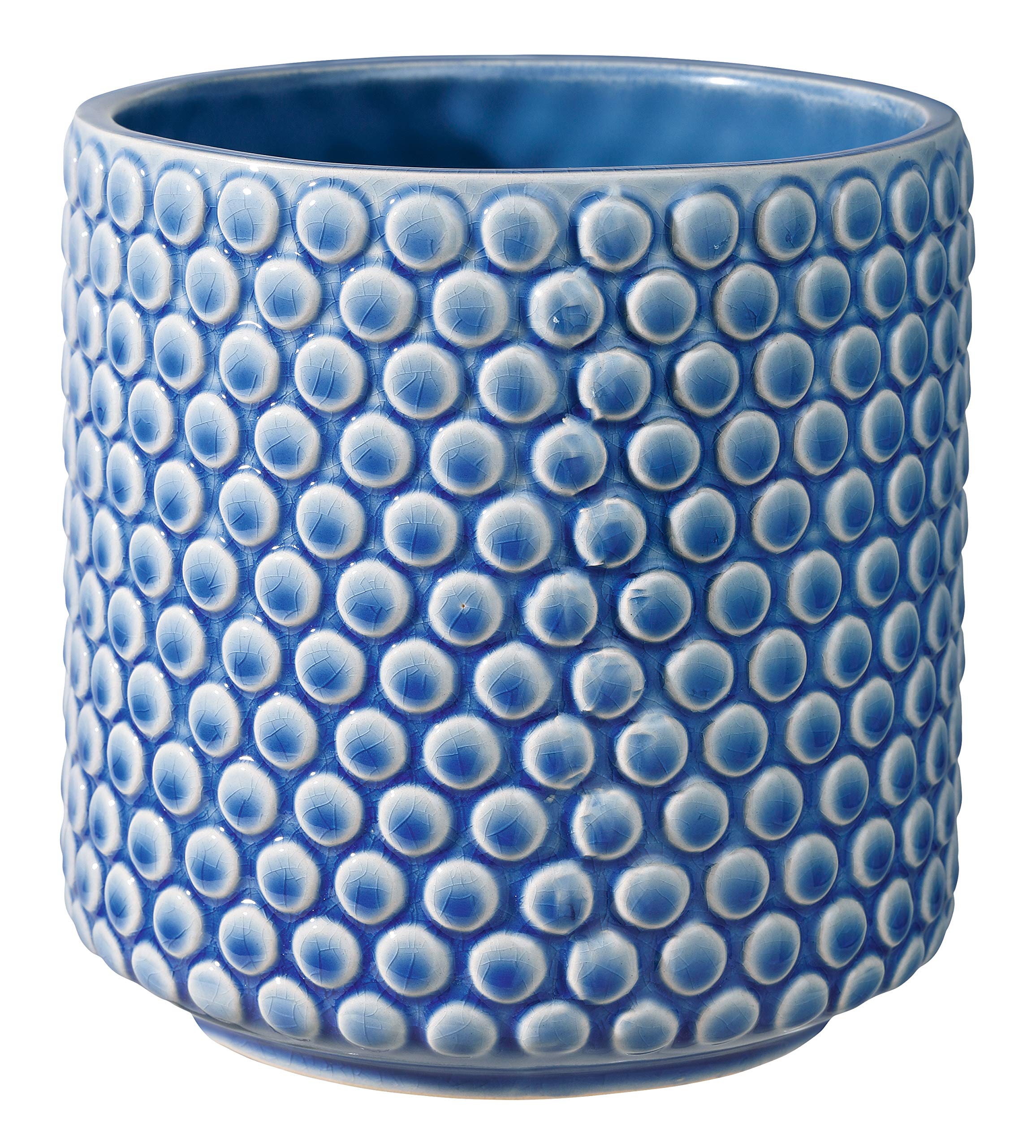 Bloomingville Ceramic Flower Pot Dot - colorful Planter, Pot for plants, sukkulents Size M (15,5 cm ø) Dia 6'' H 6'', Stoneware, blue
