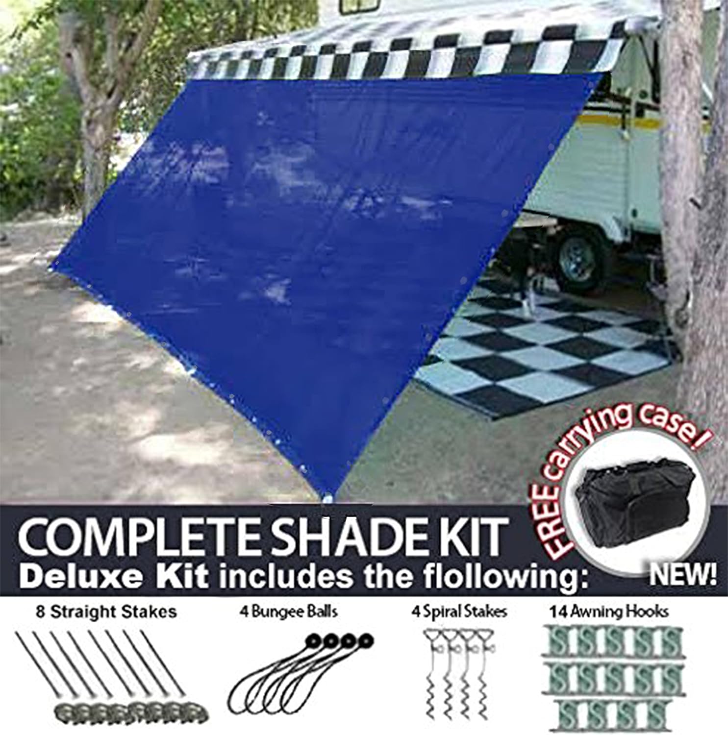 RV Awning Shade Motorhome Patio Sun Screen Complete Deluxe