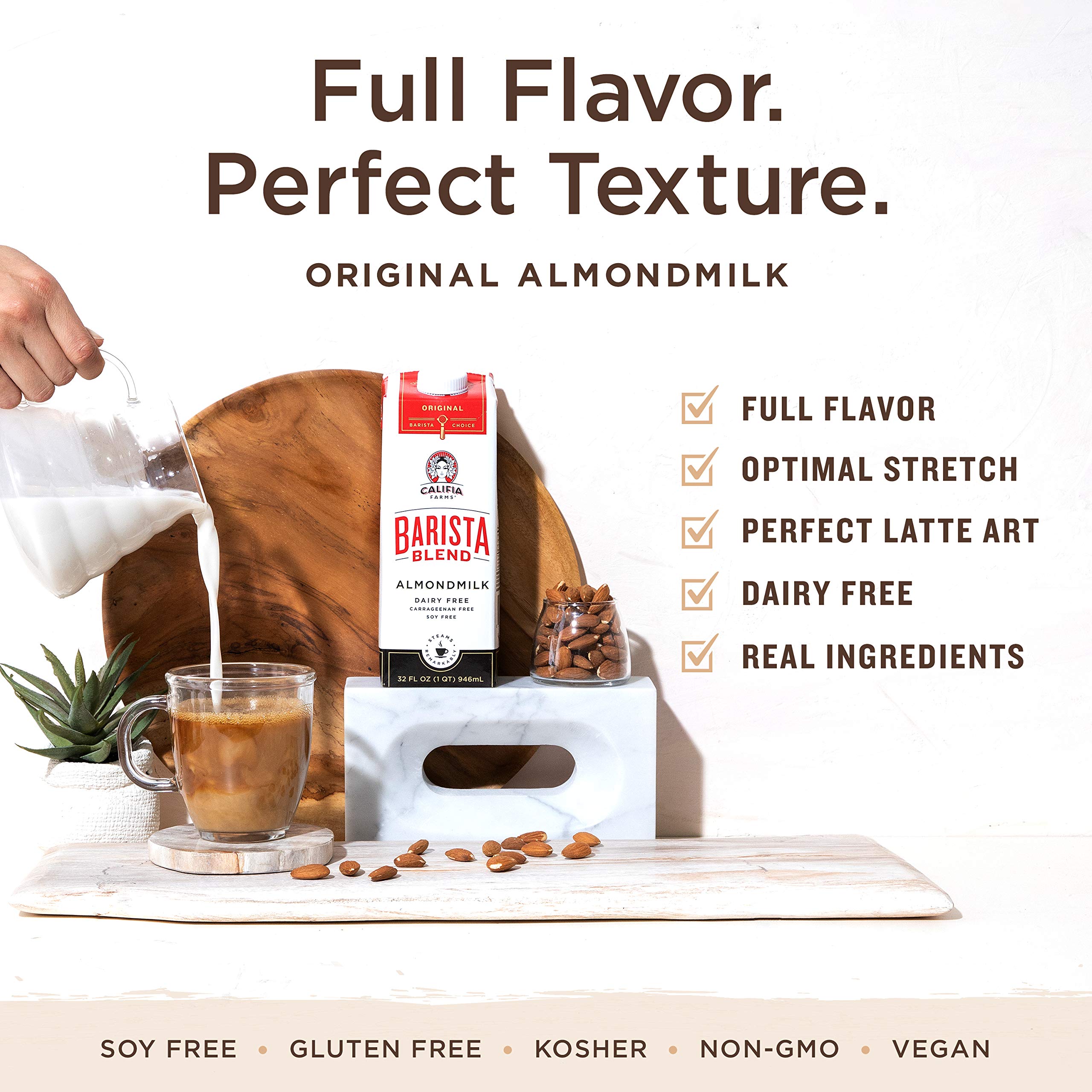 Califia Farms Almond Milk, Original Barista Blend, 32 Oz (Pack of 6