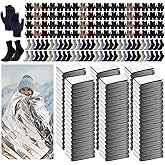 Jeere 180 Pcs Homeless Care Package Supplies Bulk Winter Emergency Thermal Blankets Warm Socks Touchscreen Gloves Space Blanket Survival for Cold Weather Outdoor for Men Women(Multi-Color)