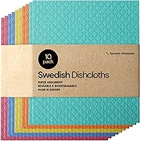Swedish Dishcloth Cellulose Sponge Cloths - Bulk 10 Pack of Eco-Friendly No Odor Reusable Cleaning Cloths for Kitchen…