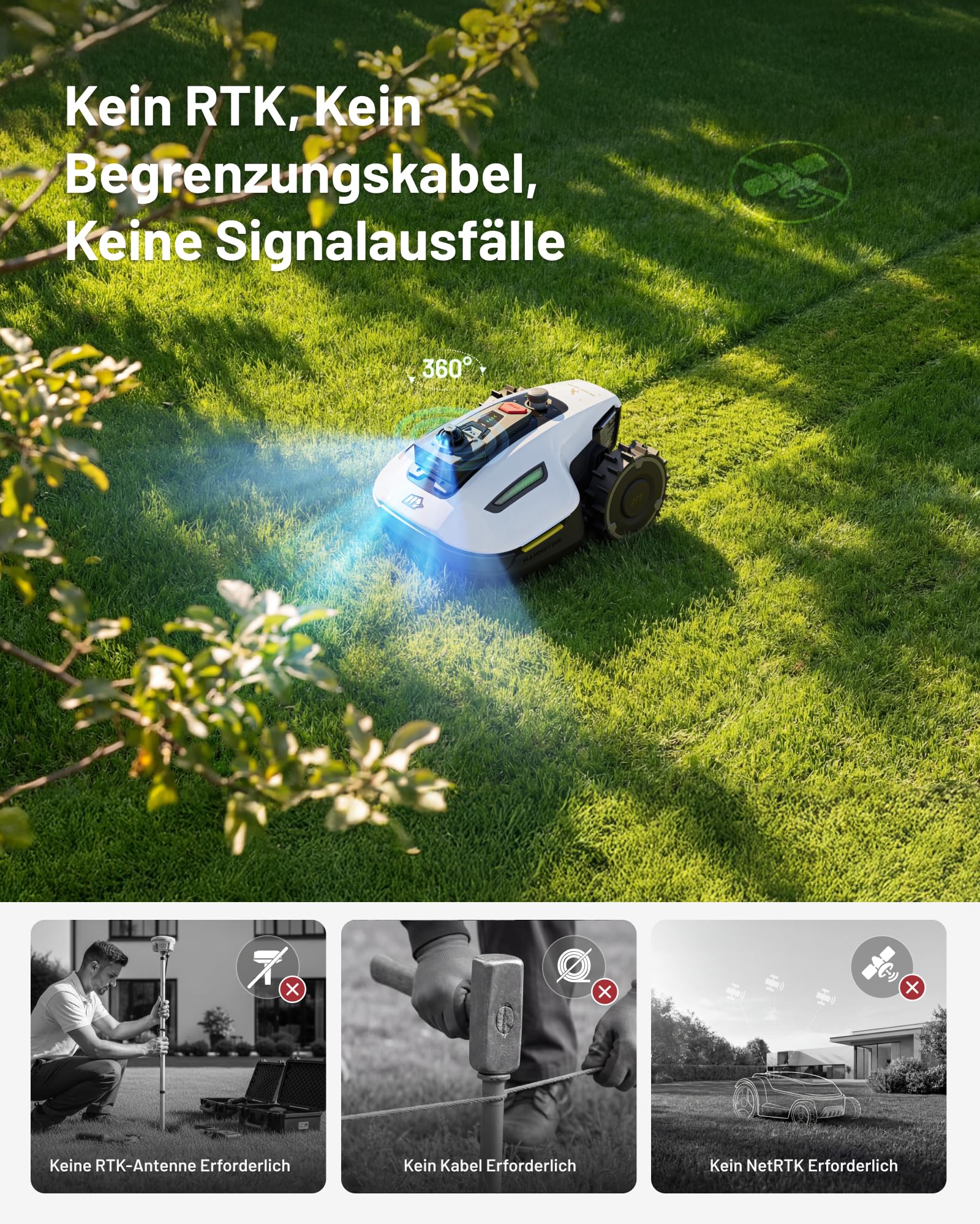 MAMMOTION YUKA mini 2 800 LiDAR Mähroboter ohne Begrenzungskabel für 800m², ohne RTK, 360°3D LiDAR+ KI-Vision,Große RWD für 45% Steigungen, Auto-Mapping,DropMow, 300+ Hinderniserkennung 5
