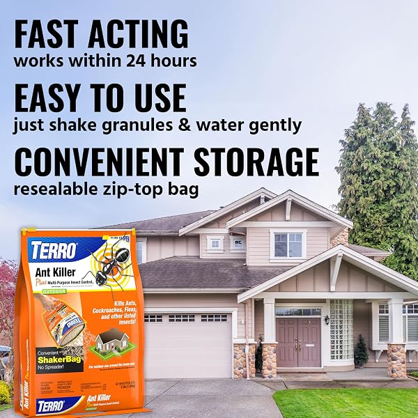 TERRO ANT KILLER PLUS MULTI-PURPOSE INSECT CONTROL FOR OUTDOORS – KILLS FIRE ANTS, FLEAS, COCKROACHES, AND OTHER CRAWLING INSECTS – 3LB SHAKER BAG – T901-6