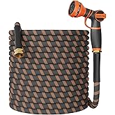 Giraffe Tools Non-Expandable Garden Hose 100FT 1/2” Lightweight Flexible Water Hoses Burst 600 psi with 9 Spray Function Nozzle Heavy Duty Hose