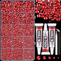 16000Pcs Resin Red Rhinestones for Crafting, Non