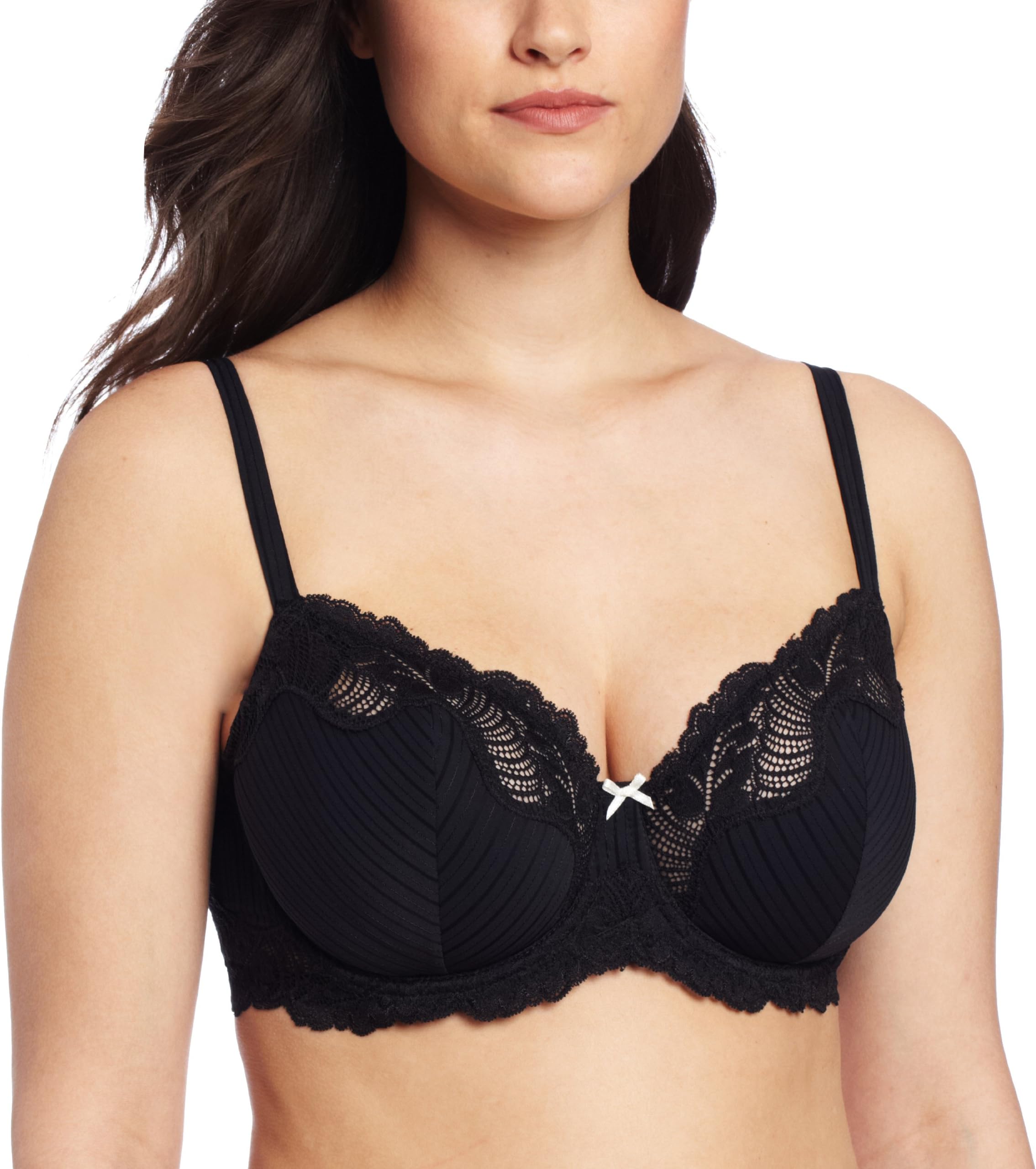 Paramourby Felina Women's Stripe Delight Unlined Full Figure Bra, Black, 38DD
