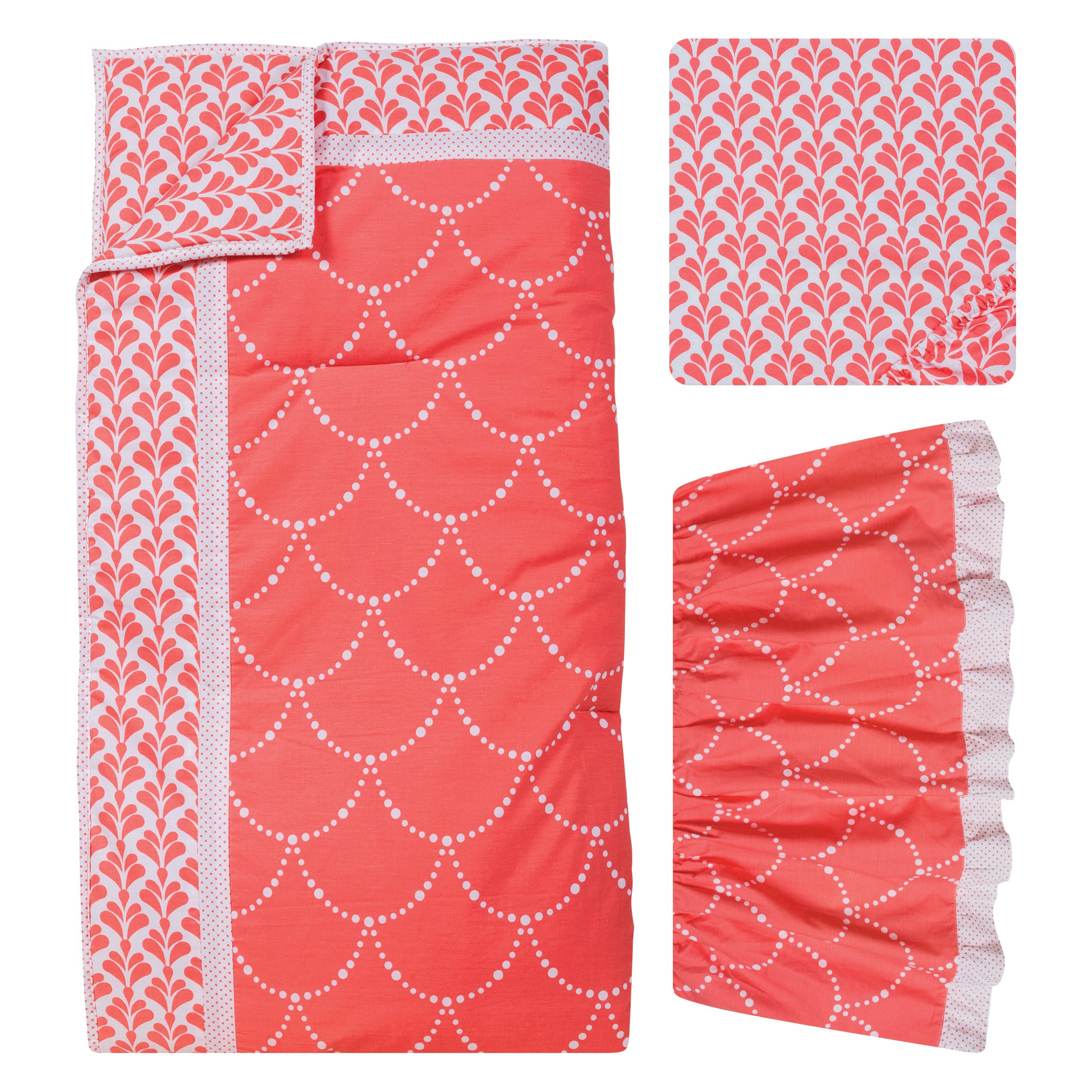 Trend Lab Shell 3 Piece Crib Bedding Set, Coral/White Pricepulse
