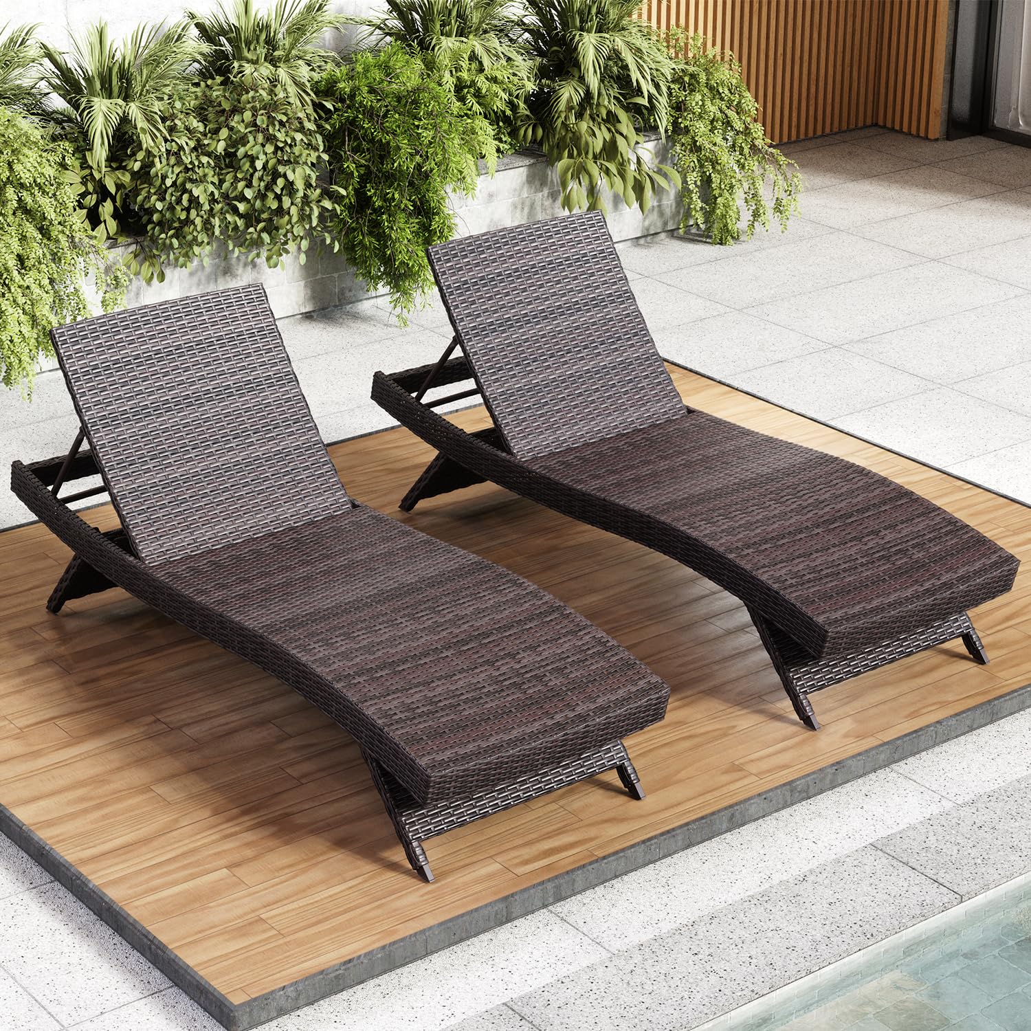 **TRUCK OR TRAILER PICKUP**Nestl Chaise Lounge Chair Outdoor Set of 2, Wicker Patio Lounge Chair ...