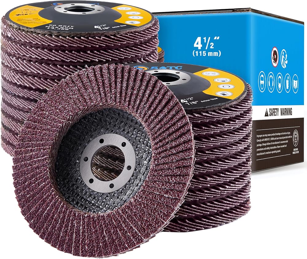 SATC Flap Discs 115mm 20 Pack 40/60/80/120 Grits for Angle Grinder
