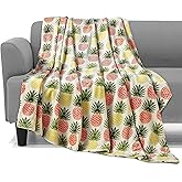 Elegant Comfort Lightweight Printed Throw Blanket- All Season, Ultra Soft, Cozy and Plush- Decorative Throw Blankets, Perfect for Lounging, 50 x 70 inches, Tropical Pineapple, Throw Blanket