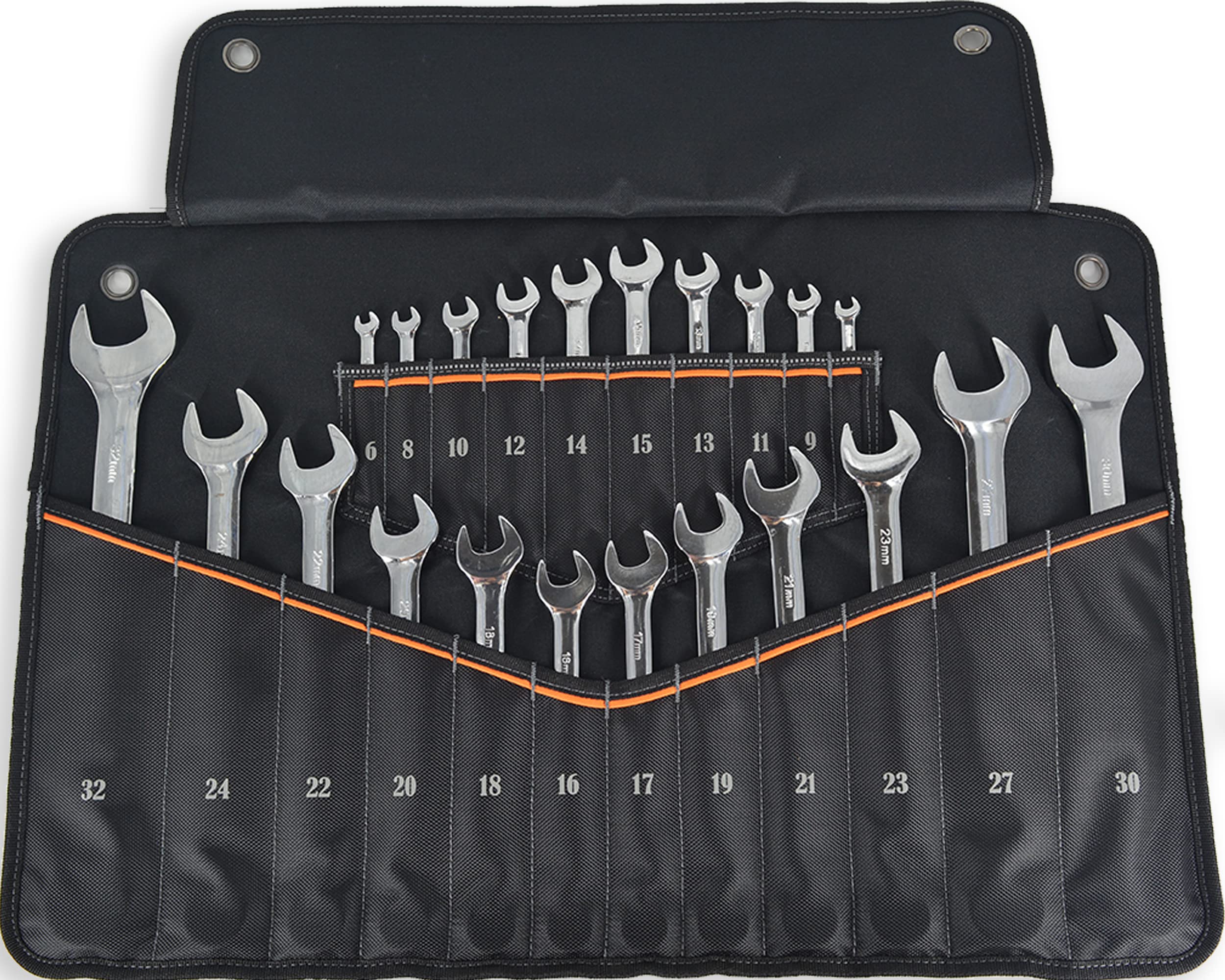 WELKINLAND 22-Pockets Wrench Tool Roll, 0.25-1.25" Wrench-Set Roll Holder Bag, Wrenches sleeve wrap, Wrenches pouch(Tools Are Not Included)