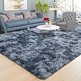 Foxmas Shag Rugs for Bedroom Living Room, 6x9Ft Soft Fluffy Tie-Dyed Rug for Kids Room with Non-Slip Backing, High Pile Nurse