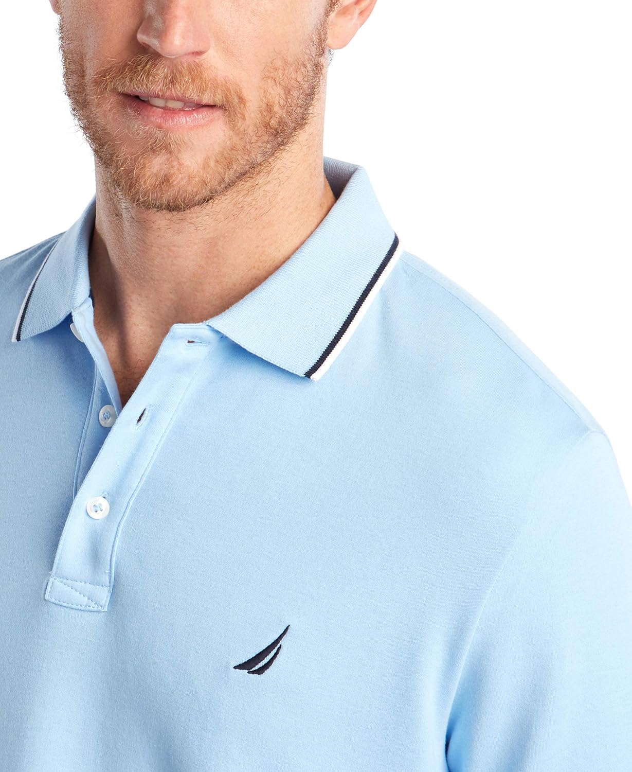 Nautica Men's Classic Fit Short Sleeve Dual Tipped Collar Polo Shirt at  Men’s Clothing store
