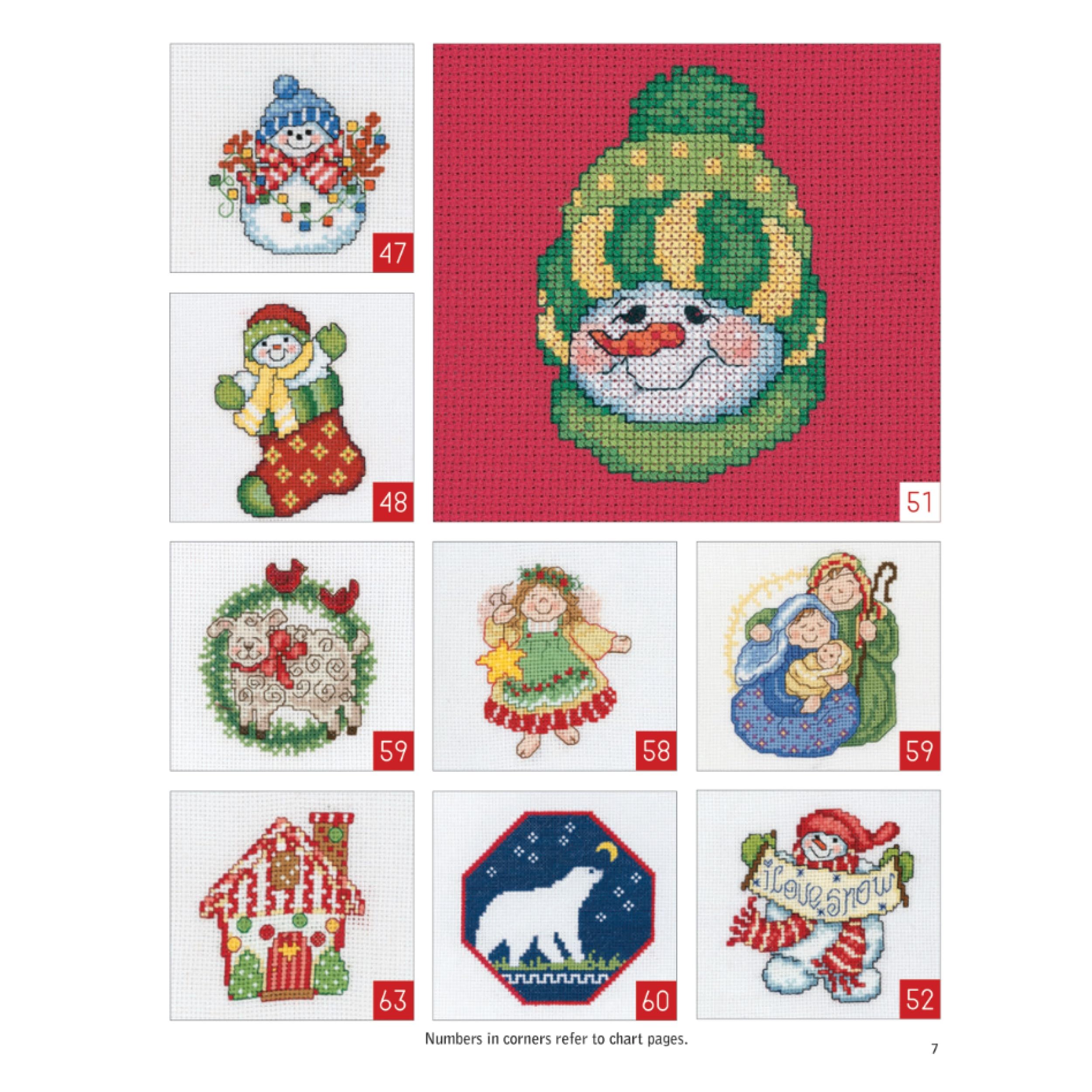LEISURE ARTS Cross Stitch Holiday Ornaments Galor Cross Stitch Book- Pattern Kits from Snowmen to Elves to Woodland Creatures, 98 Christmas Ornaments Design.