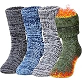 Kids Warm Thermal Socks for Toddler Boy Girls Winter Ski Thick Insulated Heated Boot Socks for Extreme Cold Weather 4 Pairs