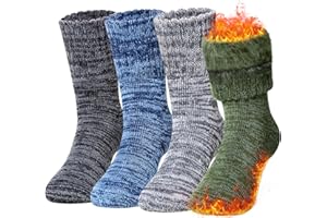 EOCOM Kids Warm Thermal Socks for Toddler Boy Girls Winter Ski Thick Insulated Heated Boot Socks for Extreme Cold Weather 4 Pairs