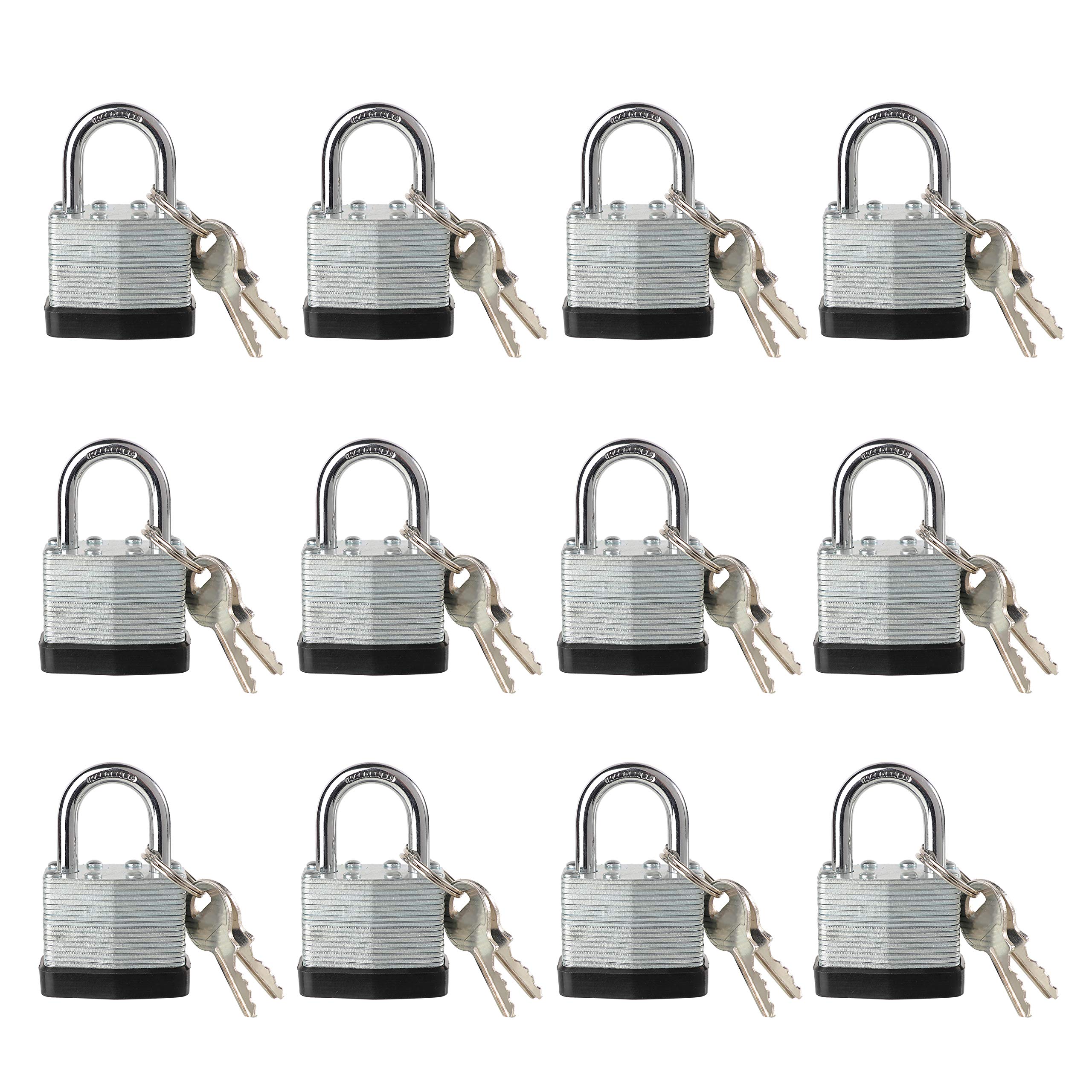 Fu Volante Lock, Laminated Steel Keyed Padlock, Keyed Alike Locks, Normal Shackle Padlock-Pack of 12