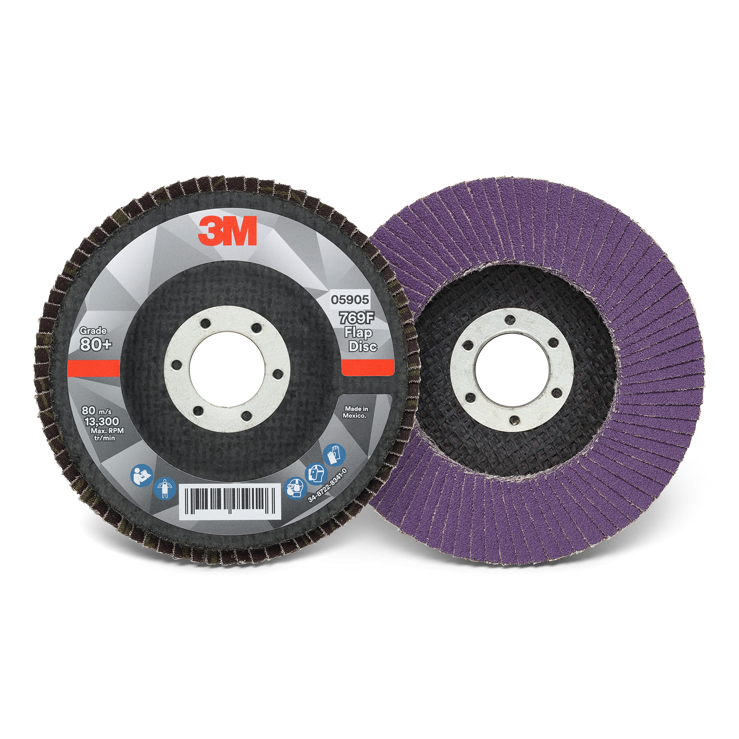 Cubitron 3M Flap Disc 769F, Type 27, 80+, 4-1/2 in x 7/8 in, High Performance Abrasive, Ceramic Precision-Shaped Grain Grinding and Finishing Disc, Carbon Steel, Stainless Steel