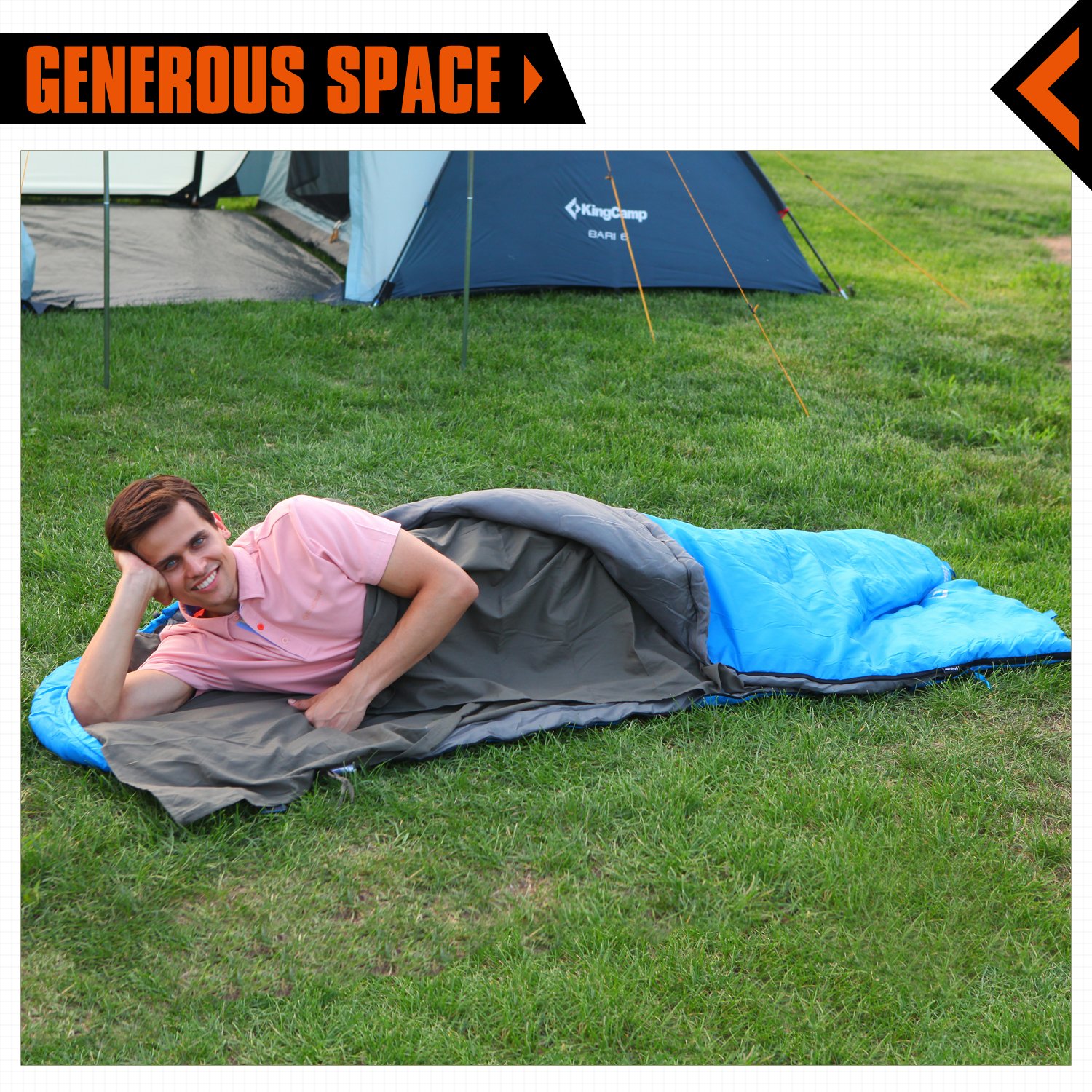 KingCamp Portable Green Cotton Mummy Sleeping Bag Liner for Traveling, Hiking, Camping, Trekking and Hotel