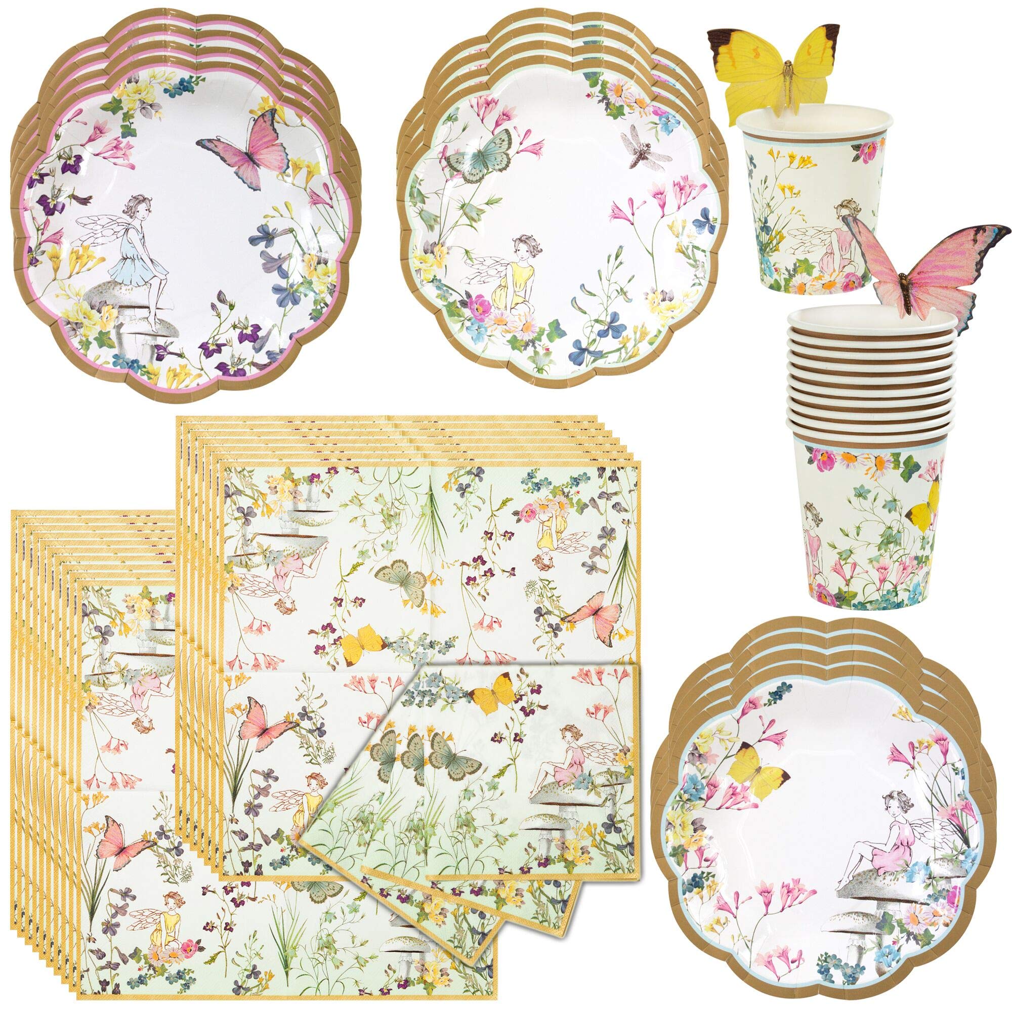 Talking Tables Truly Fairy Party Bundle | Designer Plates, Napkins, and Cups | Birthday, Bridal Baby Shower, Tea Luncheon Garden