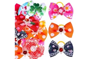 SHINEOFI 50 Pcs Dog Bows with Rubber Bands Small Dog Hair Bows Grooming Accessories for Pets and Cats