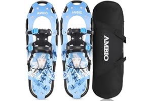AMBIO Snowshoes for Men Women Youth, Light Weight Aluminum Snow Shoes with Trekking Poles and Carrying Tote Bag