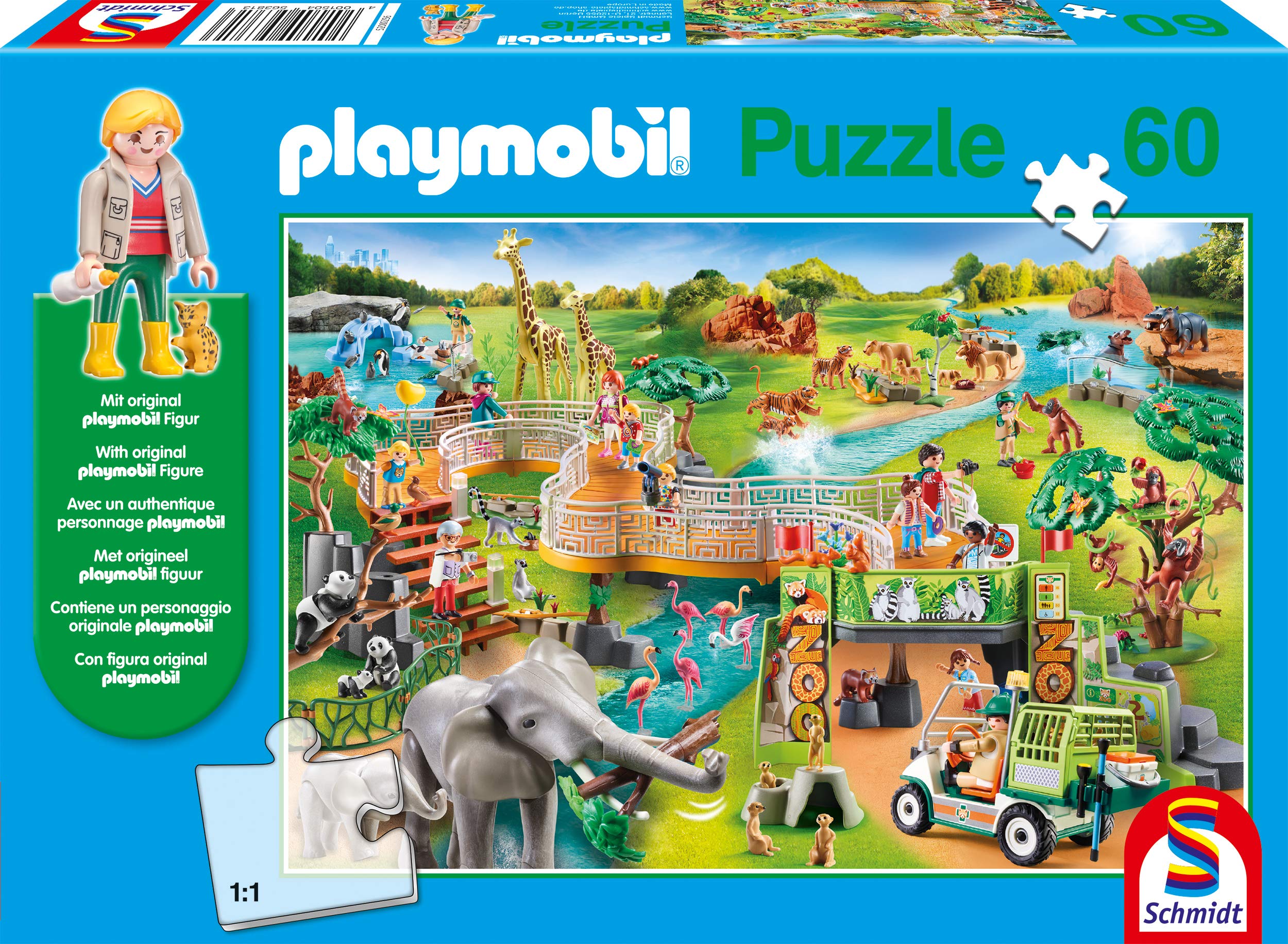 Schmidt | Playmobil: A Zoo Adventure Puzzle & Play (60 pieces) inc. one figure | Jigsaw Puzzle | Ages 5+