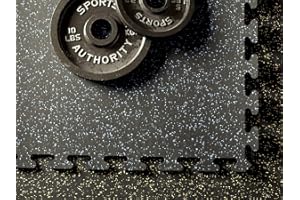 American Floor Mats Fit-Lock 3/8 Inch Heavy Duty Rubber Flooring - Interlocking Rubber Tiles (24" x 24" tile) Solid Black 4' x 4' Set (4 Tiles Total) - Exercise Mats, Home Gym Sets