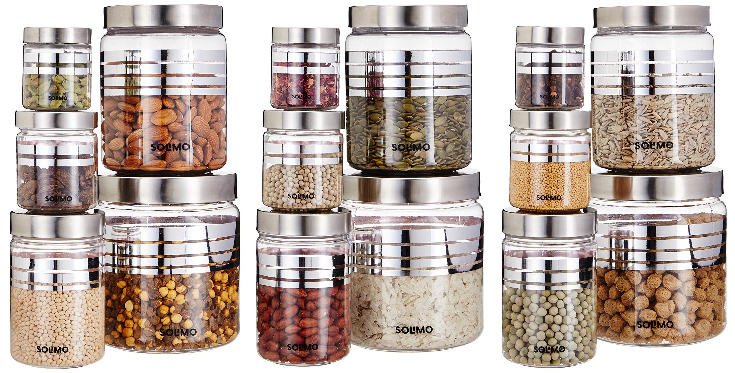 Buy Amazon Brand - Solimo Plastic Storage Containers With Metal Finish ...