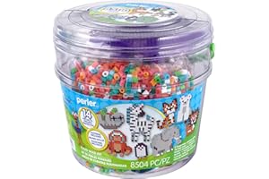 Perler 80-42993 Day at The Zoo Fused Bead Activity Bucket with Pegboards and Patterns, Multicolor, 8504 Pieces