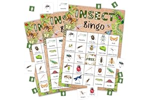 wenhihsiy Insect Bingo Game Cards for Adults, Bug Bingo Cards Game for Family Holidays Friends Gatherings, Ideal for Bug Themed Party Game, 24 Players Birthday Party Supplies Favors, 004