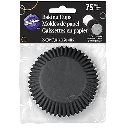 Wilton 75 New Years Winter White Silver Black Standard Cupcake Baking Cup Cases