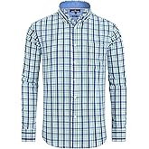 Alimens & Gentle Men's Plaid Button Down Shirts Cotton Long Sleeve Dress Shirts Regular Fit Gingham Shirts