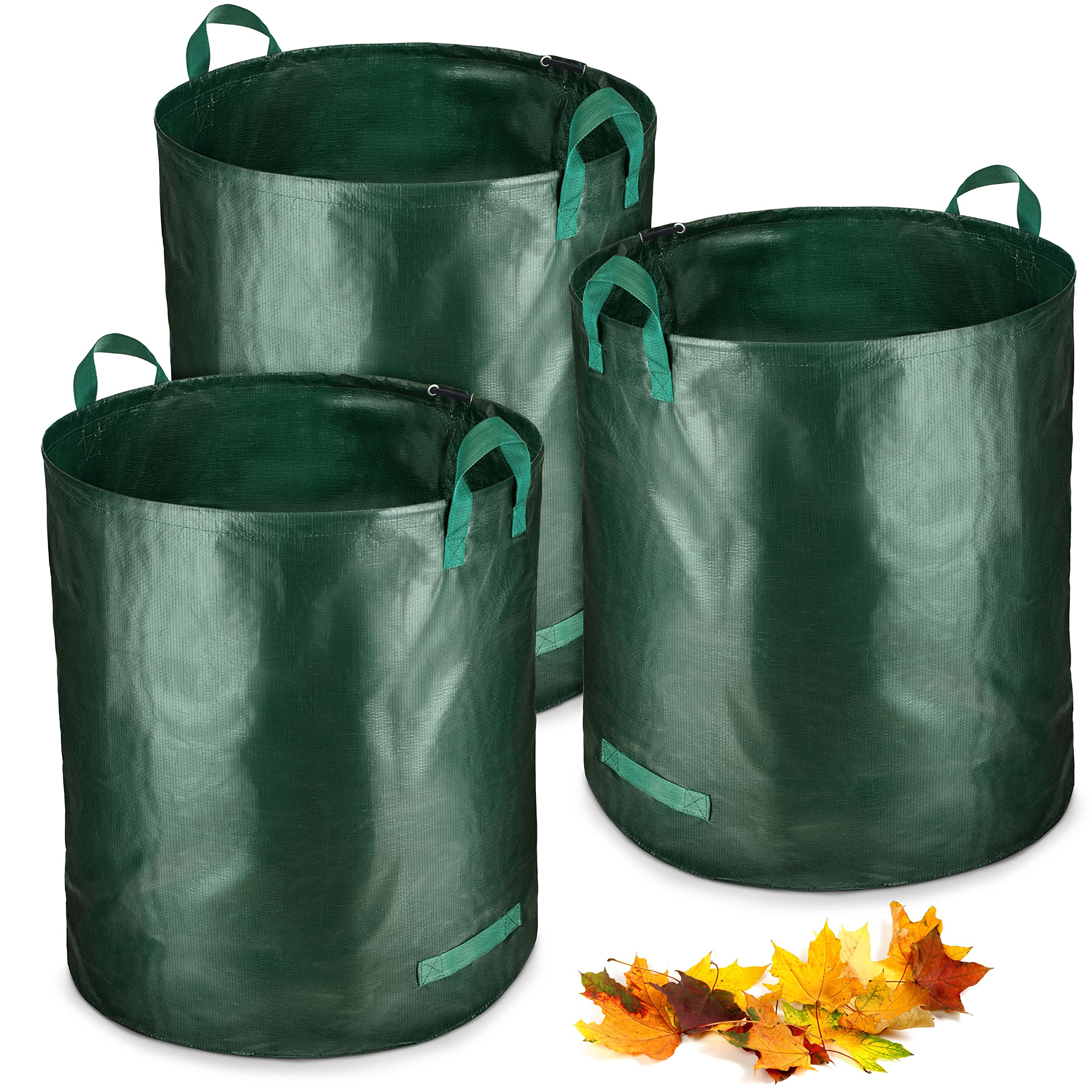 3x 272 litre garden bag stable | leaf bag | garden waste bag | garden bags for garden waste | green waste bags foldable, large, robust made of polypropylene fabric 150g/m² (3x 272 litre)