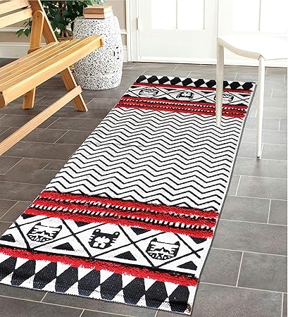 The Home Talk Cotton with Tufting Floor Rug (Red, 60x150cm)