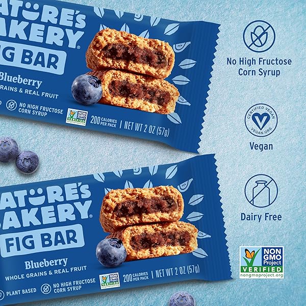 NATURE’S BAKERY WHOLE WHEAT FIG BARS, BLUEBERRY, REAL FRUIT, VEGAN, NON-GMO, SNACK BAR, 7 BOXES WITH 12 TWIN PACKS (84 TWIN PACKS)