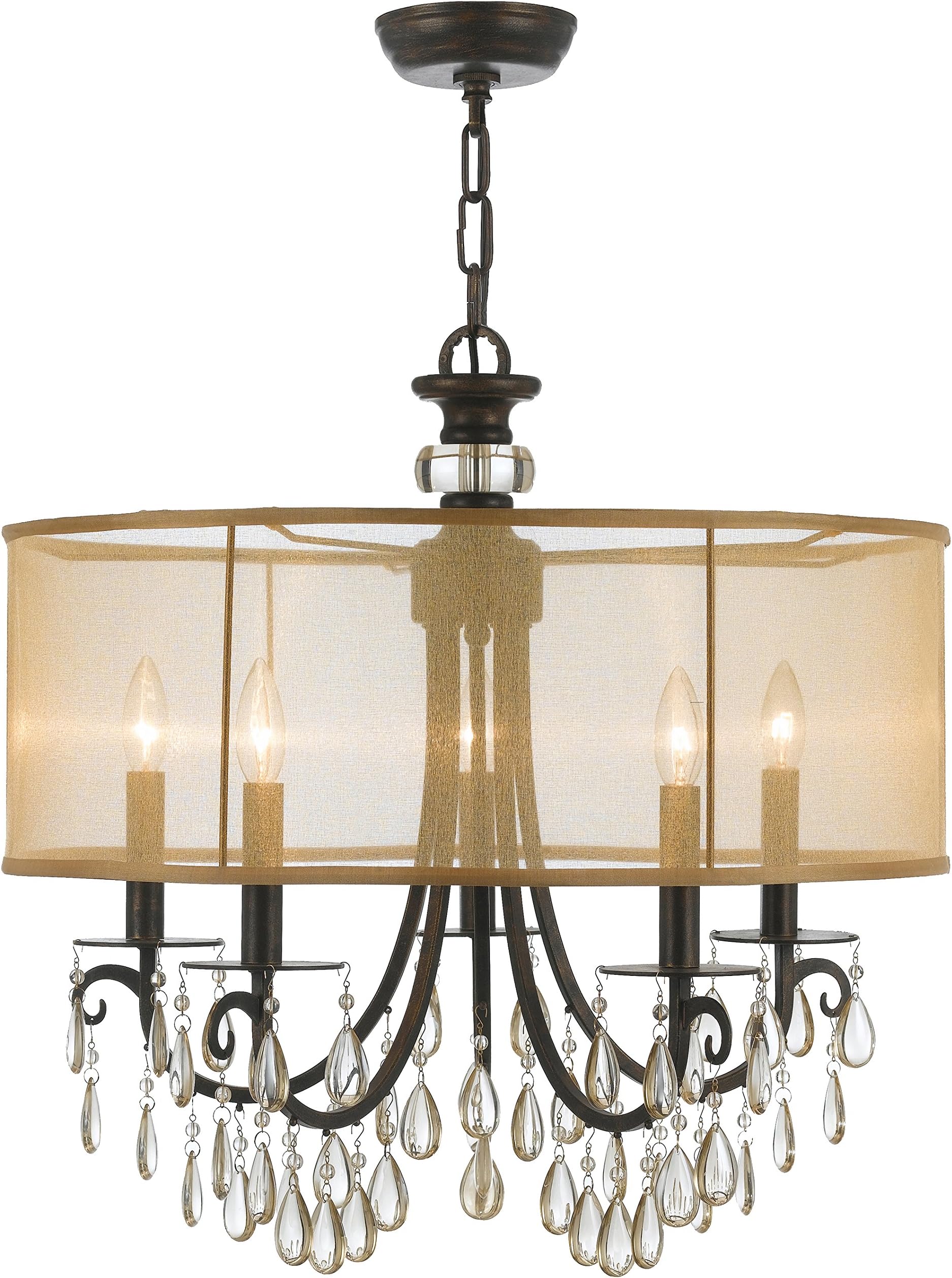 Crystorama 5625-EB Crystal Accents Five Light Chandelier from Hampton collection in Bronze/Darkfinish,