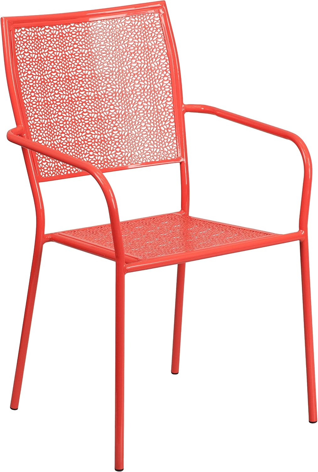 Amazon Com Flash Furniture Commercial Grade Coral Indoor Outdoor Steel Patio Arm Chair With Square Back Furniture Decor