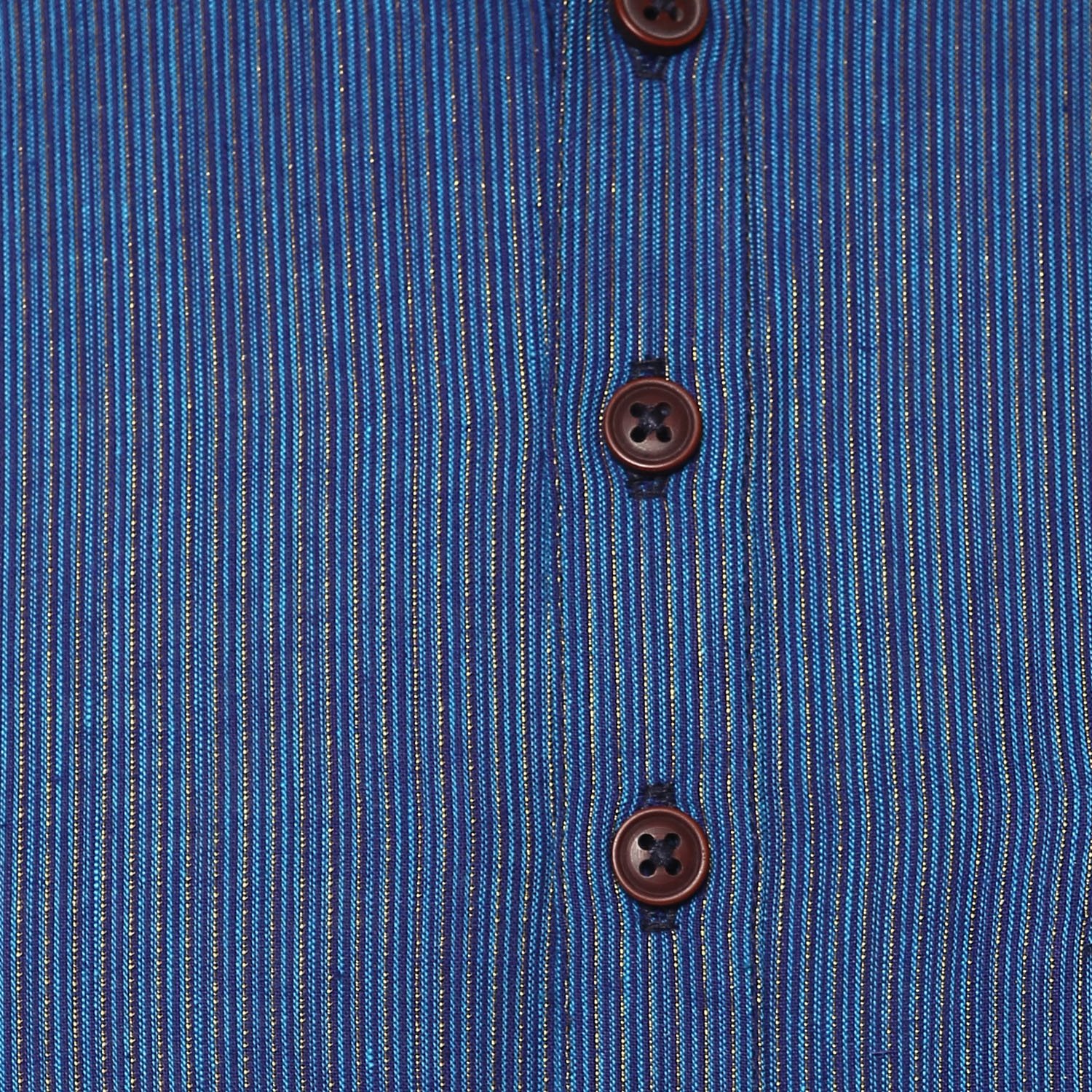 baali men's cotton stripes printed dark blue colour roll-up short kurta