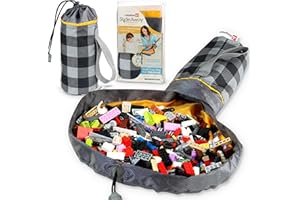 Creative QT SlideAway, Buffalo Check Print, On-The-Go Mini Storage Bag and Table Top Play Mat For Kids and Toddlers, Room and Travel Toy Organizer