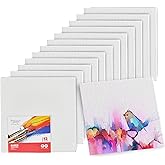 Artlicious Canvases for Painting - Pack of 12, 10 x 10 Inch Blank White Canvas Boards - 100% Cotton Art Panels for Oil, Acrylic & Watercolor Paint