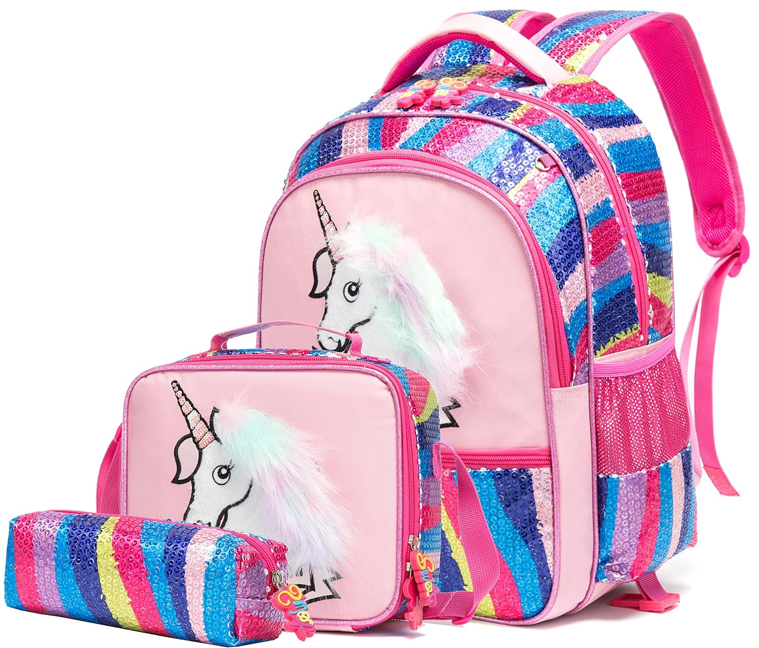 Unicorn Backpack for Girls School Bag with Lunch Box Kids Bookbag for