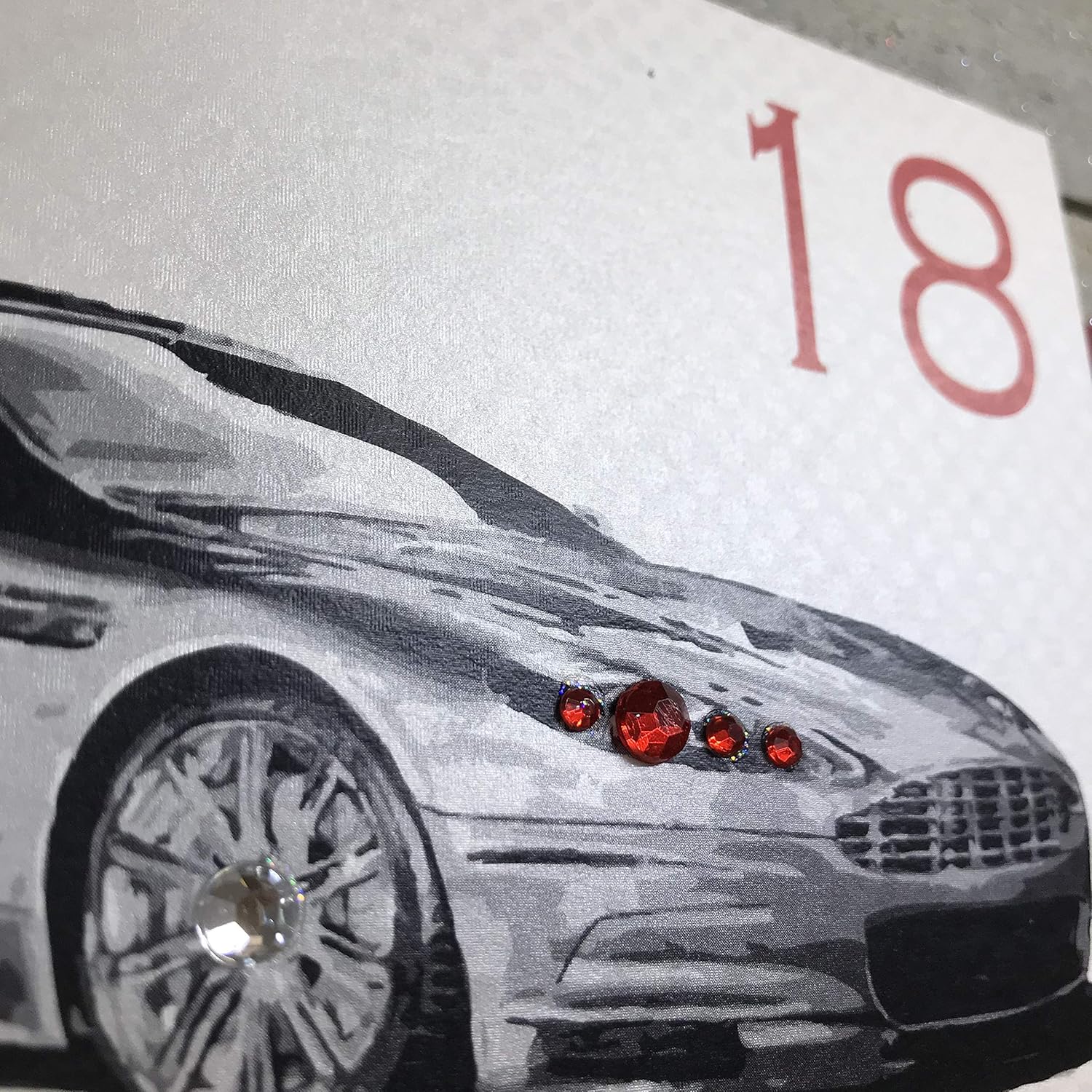 white cotton cards 18 Happy Brother, Hand Finished 18th Birthday Card (Code AA18-B, Sports Car), 16cm x 16cm - Image 3