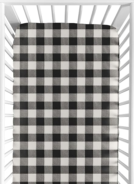 black and white buffalo plaid crib sheet