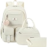 Hidds School Backpack with Lunchbox for Teens Girls Women 15.6 Inch Laptop College Backpacks with Lunch Bag Bookbag Set Corduroy Kids Elementary Middle High Bags Students Back Pack Daypack-Beige Set