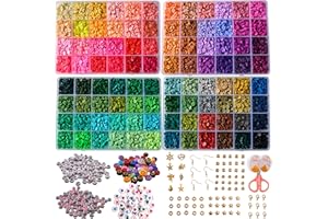 XMZCOLA Clay Beads Charm Bracelet Making kit, 12800pcs Pcs 96 Colors 6mm Flat Spacer HEI shi Beads Kits, Crafts Gifts Set for 2025 Christmas Gifts