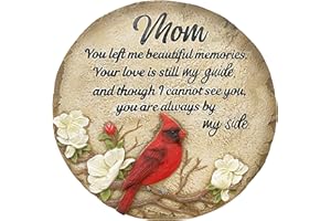 Myfihu Mom Garden Memorial Stones, Cardinal Stepping Garden Stones Memorial Gifts for Loss of Mother, Sympathy Gift for Loss of Mom Memory Stone, Mom Memory Stones TNS14